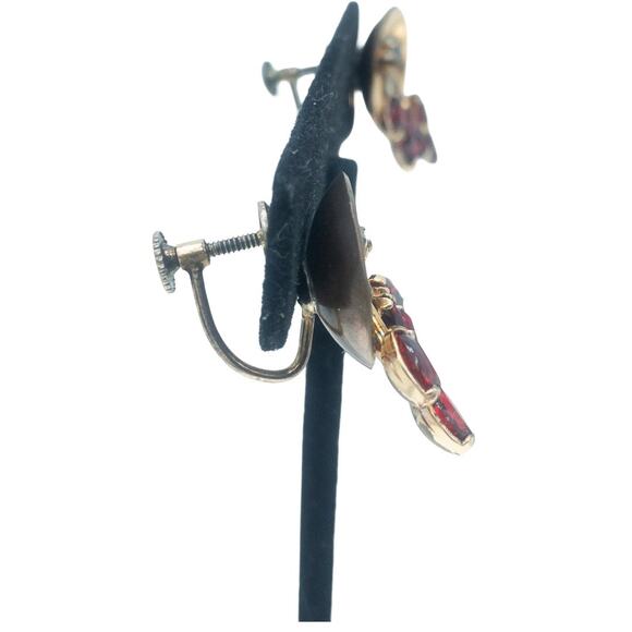 Vendome Vintage 12K Gold Filled Brooch & Earrings Set – Red Rhinestones - Picture 14 of 16